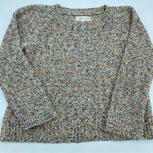 Lou & Grey Rainbow Sprinkle Sweater Oversized Cropped Pullover XS